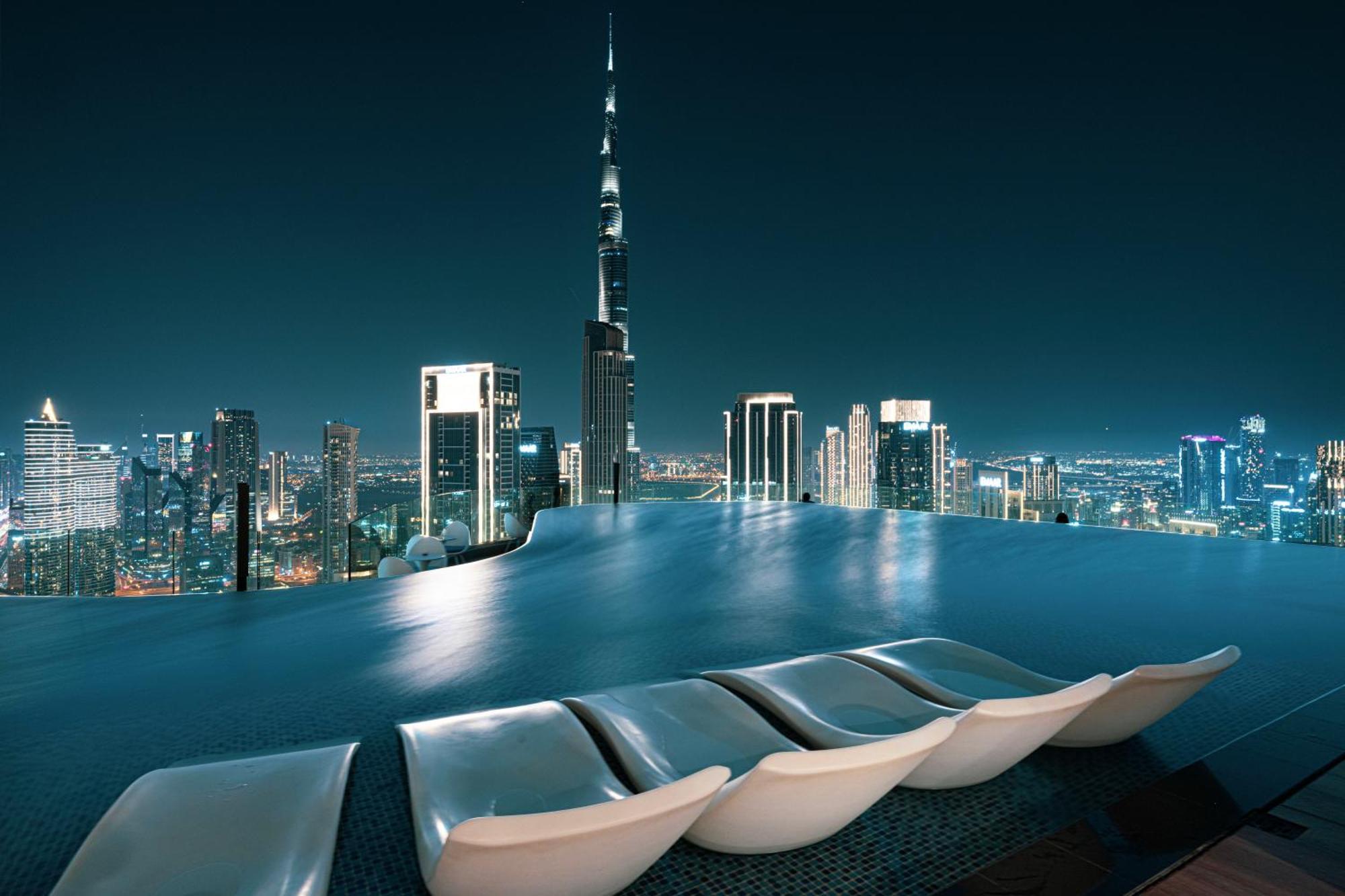 Paramount Midtown, Infinity Pool, Burj Skyline Views Lägenhet Dubai Exteriör bild